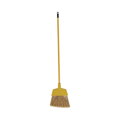 Poly Bristle Angler Broom, 53" Handle, Yellow, 12/Carton