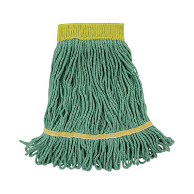 Super Loop Wet Mop Head, Cotton/Synthetic Fiber, 5" Headband, Small Size, Green, 12/Carton