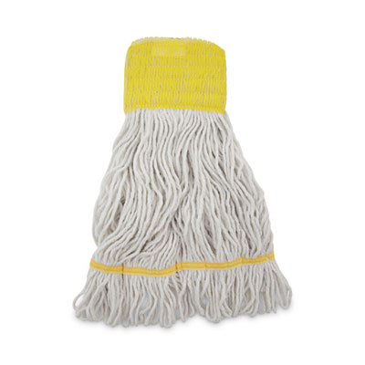 Super Loop Wet Mop Head, Cotton/Synthetic Fiber, 5" Headband, Small Size, White, 12/Carton