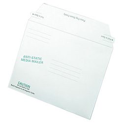 Antistatic Fiberboard Disk CD/DVD Mailer, Cheese Blade Flap, Redi-Strip Adhesive Closure, 6 x 8.63, White, 25/Box