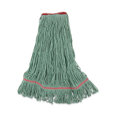 Narrowband Looped-End Mop Head, Premium Standard Head, Cotton/Rayon Fiber, Large, Green