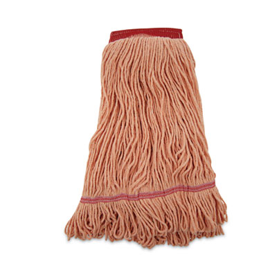 Super Loop Wet Mop Head, Cotton/Synthetic Fiber, 5" Headband, Large Size, Orange, 12/Carton