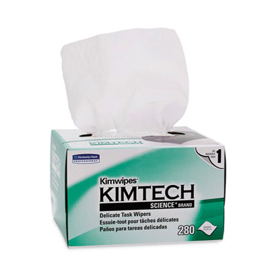 Kimwipes, Delicate Task Wipers, 1-Ply, 4.4 x 8.4, Unscented, White, 286/Box