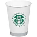 Hot Cups, 12 oz, Paper, White with Green Starbucks Logo, 1,000/Carton