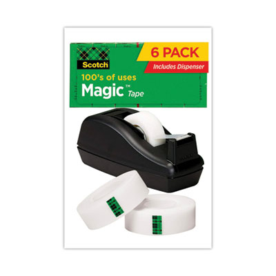 Magic Tape Desktop Dispenser Value Pack, 1" Core, 0.75" x 83.33 ft, Clear