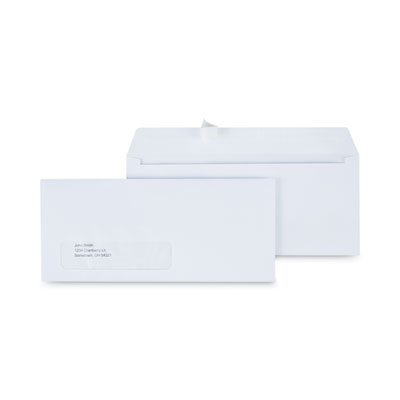 Peel Seal Strip Business Envelope, Address Window, #10, Square Flap, Self-Adhesive Closure, 4.13 x 9.5, White, 500/Box