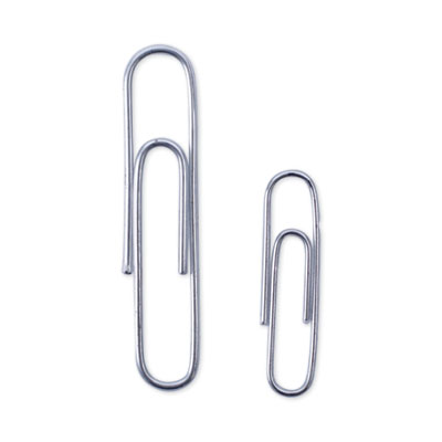 Plastic-Coated Paper Clips with Two-Compartment Dispenser Tub, (750) #2 Clips, (250) Jumbo Clips, Silver