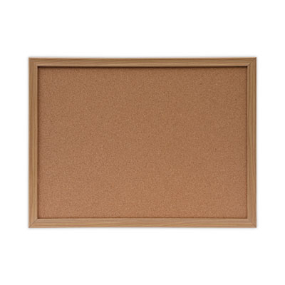 Cork Board with Oak Style Frame, 24" x 18", Tan Surface, Oak Finished Wood Frame