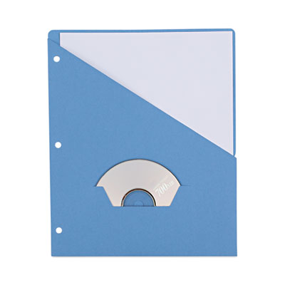 Slash-Cut Pockets for Three-Ring Binders, Jacket, Letter, 11 Pt., Blue, 10/Pack