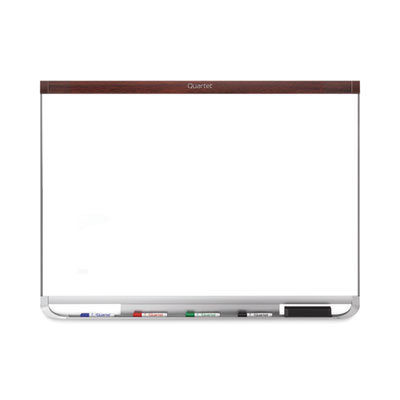 Prestige 2 DuraMax Magnetic Porcelain, 72 x 48, White Surface, Mahogany Fiberboard/Plastic Frame