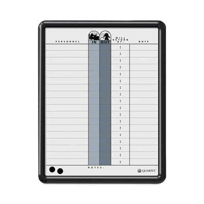 Employee In/Out Board, Personnel In/Out Tracking Chart, 11" x 14", White/Gray Surface, Black Plastic Frame