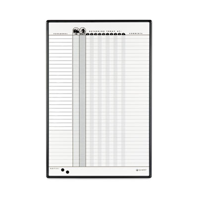 Employee In/Out Board System, 36-Person Tracking, 24" x 36", White/Gray Surface, Black Aluminum Frame