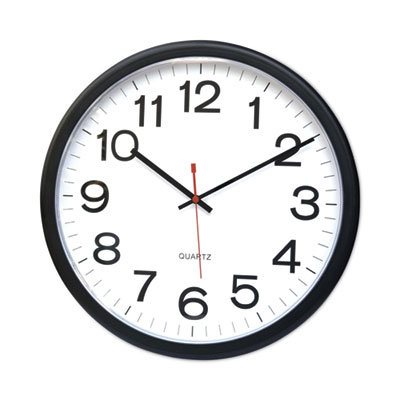 Indoor/Outdoor Round Wall Clock, 13.5" Overall Diameter, Black Case, 1 AA (sold separately)