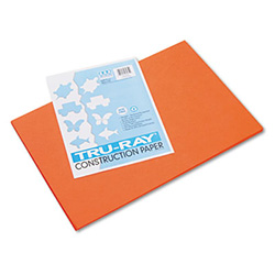 Tru-Ray Construction Paper, 76 lb Text Weight, 12 x 18, Orange, 50/Pack