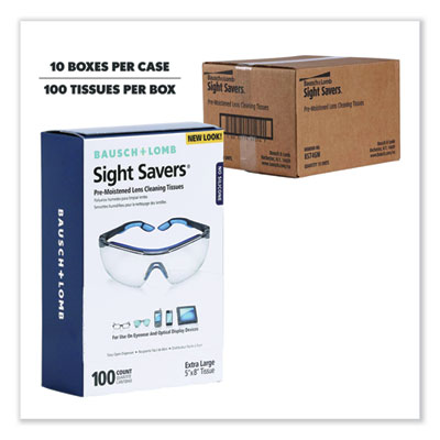 Sight Savers Premoistened Lens Cleaning Tissues, 8 x 5, 100/Box, 10 Box/Carton