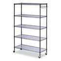 5-Shelf Wire Shelving Kit with Casters and Shelf Liners, 48w x 18d x 72h, Black Anthracite