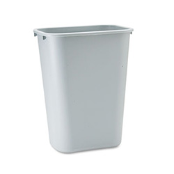 Deskside Plastic Wastebasket, 10.25 gal, Plastic, Gray