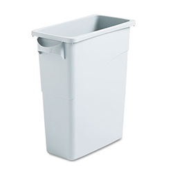 Slim Jim Waste Container with Handles, 16 gal, Plastic, Light Gray