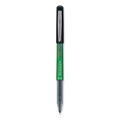 Precise V5 BeGreen Roller Ball Pen, Stick, Extra-Fine 0.5 mm, Black Ink, Black Barrel, Dozen