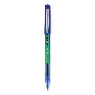 Precise V5 BeGreen Roller Ball Pen, Stick, Extra-Fine 0.5 mm, Blue Ink, Blue Barrel, Dozen