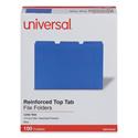 Reinforced Top-Tab File Folders, 1/3-Cut Tabs: Assorted, Letter Size, 1" Expansion, Blue, 100/Box