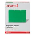 Reinforced Top-Tab File Folders, 1/3-Cut Tabs: Assorted, Letter Size, 1" Expansion, Green, 100/Box