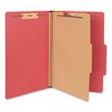 Bright Colored Pressboard Classification Folders, 2" Expansion, 1 Divider, 4 Fasteners, Legal Size, Ruby Red Exterior, 10/Box