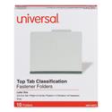 Six-Section Pressboard Classification Folders, 2" Expansion, 2 Dividers, 6 Fasteners, Letter Size, Gray Exterior, 10/Box