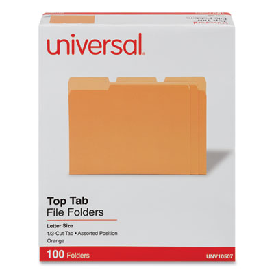 Deluxe Colored Top Tab File Folders, 1/3-Cut Tabs: Assorted, Letter Size, Orange/Light Orange, 100/Box