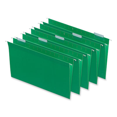 Deluxe Bright Color Hanging File Folders, Legal Size, 1/5-Cut Tabs, Bright Green, 25/Box