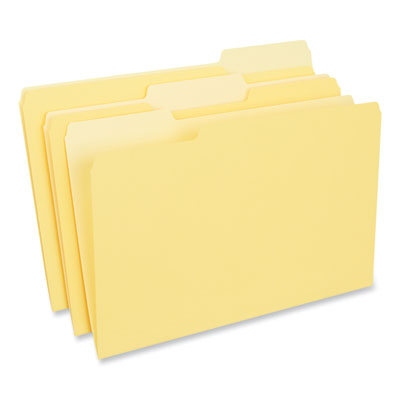 Interior File Folders, 1/3-Cut Tabs: Assorted, Legal Size, 11-pt Stock, Yellow, 100/Box