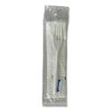 Three-Piece Utensil Set, Fork/Napkin/Salt, Plastic, White, 500/Carton