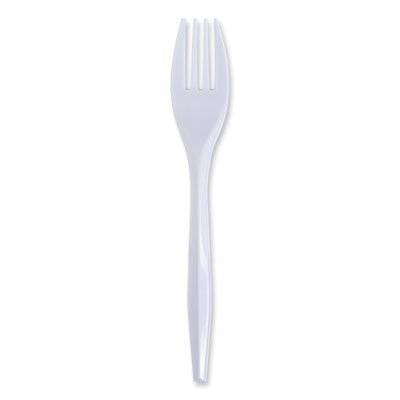 Mediumweight Wrapped Polypropylene Cutlery, Fork, White, 1000/Carton