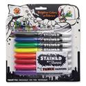 Stained Fabric Markers, Medium Brush Tip, Assorted Colors, 8/Pack