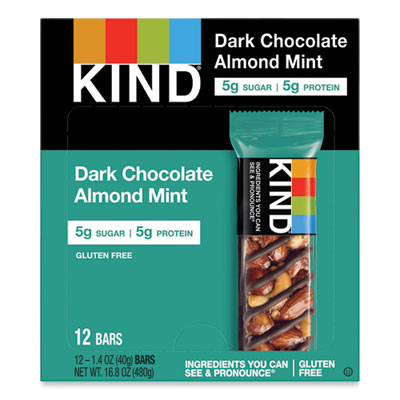 Nuts and Spices Bar, Dark Chocolate Almond Mint, 1.4 oz Bar, 12/Box