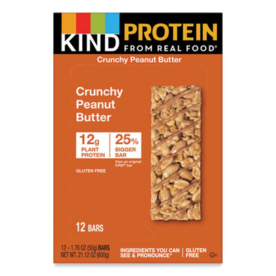 Protein Bars, Crunchy Peanut Butter, 1.76 oz, 12/Pack