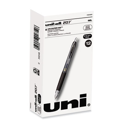 207 Ultra Micro Gel Pen, Retractable, Ultra-Micro 0.38 mm, Black Ink, Clear/Black Barrel