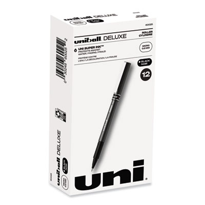 Deluxe Rollerball Pen, Stick, Extra-Fine 0.5 mm, Black Ink, Metallic Gray/Black Barrel, Dozen