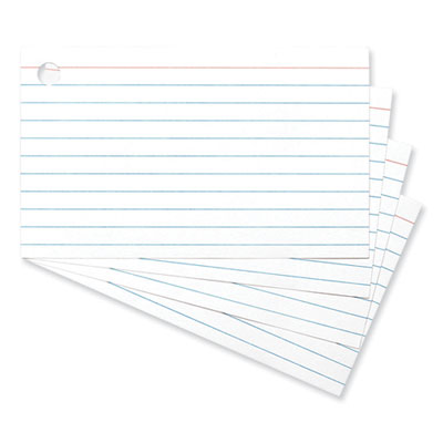 Ring Index Cards, Ruled, 3 x 5, White, 100/Pack