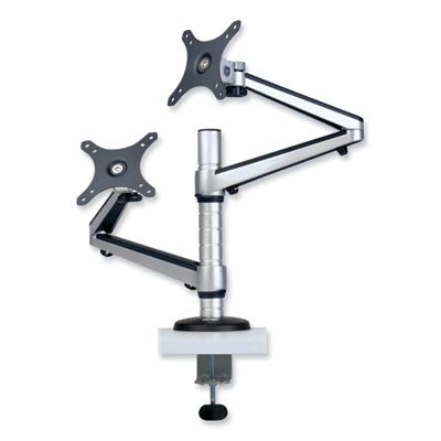 Dual Monitor Mount for 13" to 27" Monitors, 360 deg Rotation, +80 deg/-90 deg Tilt, 180 deg Pan, Black/Silver, Supports 22 lb