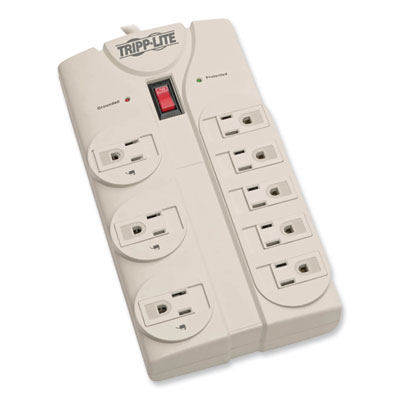 Protect It! Surge Protector, 8 AC Outlets, 8 ft Cord, 1,440 J, Light Gray