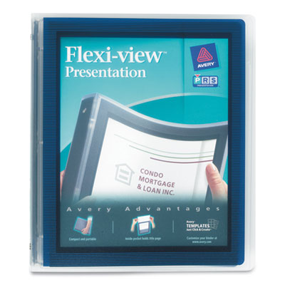 Flexi-View Binder with Round Rings, 3 Rings, 1" Capacity, 11 x 8.5, Navy Blue