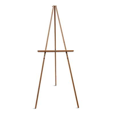 Oak Display Tripod Easel, 60" High, Wood/Brass