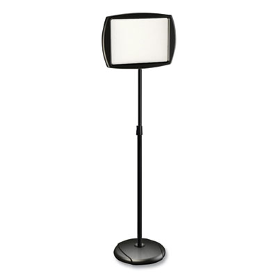 Magnetic Dry Erase Floor Stand Signs, Rectangle, Adjusts Up to 68" Tall, Black/Silver Stand, White 15" x 11" Face