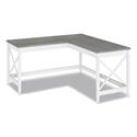L-Shaped Farmhouse Desk, 58.27" x 58.27" x 29.53", Gray/White