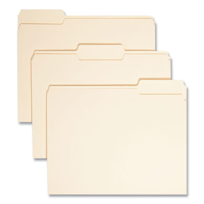 Manila File Folders, 1/3-Cut Tabs: Assorted, Letter Size, 0.75" Expansion, Manila, 100/Box