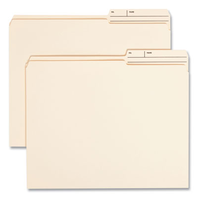 Reinforced Guide Height File Folders, 2/5-Cut Printed Tabs: Right Position, Letter Size, 0.75" Expansion, Manila, 100/Box