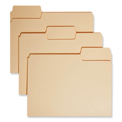 SuperTab Top Tab File Folders, 1/3-Cut Tabs: Assorted, Letter Size, 0.75" Expansion, 14-pt Manila, 50/Box