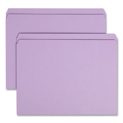 Reinforced Top Tab Colored File Folders, Straight Tabs, Letter Size, 0.75" Expansion, Lavender, 100/Box