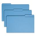 Colored File Folders, 1/3-Cut Tabs: Assorted, Legal Size, 0.75" Expansion, Blue, 100/Box